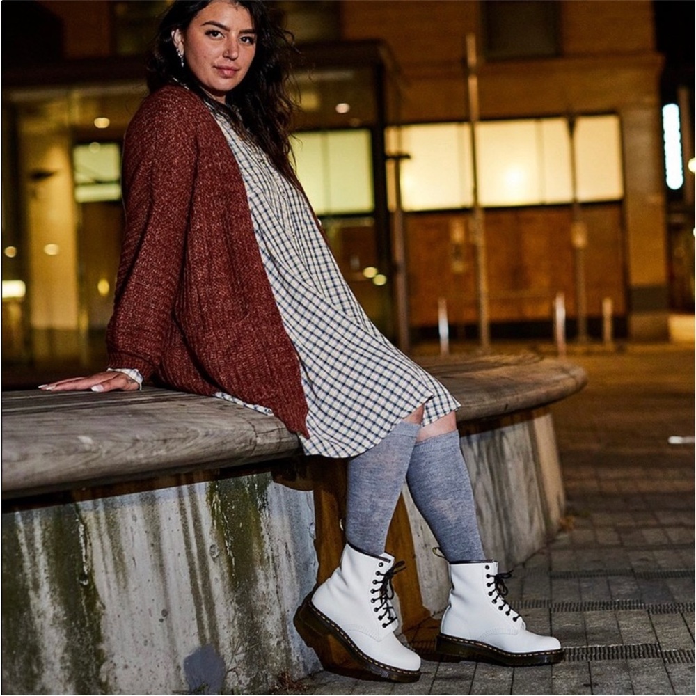 Dr. Martens 1469 White Combat Boots with Black Laces - Picture 4 of 7